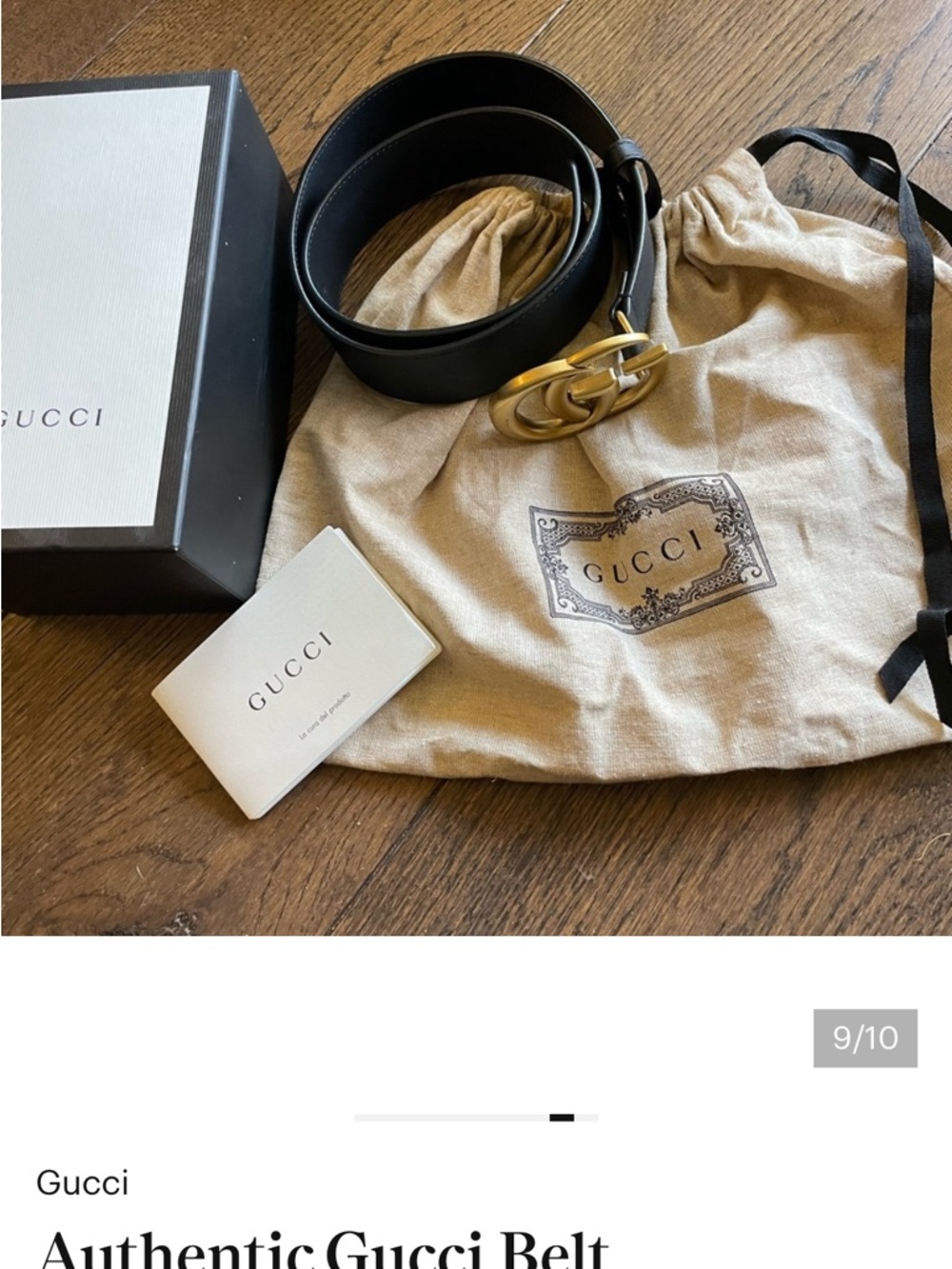 Gucci Black Leather Belt with Gold Double G Buckle - Picture 7 of 7